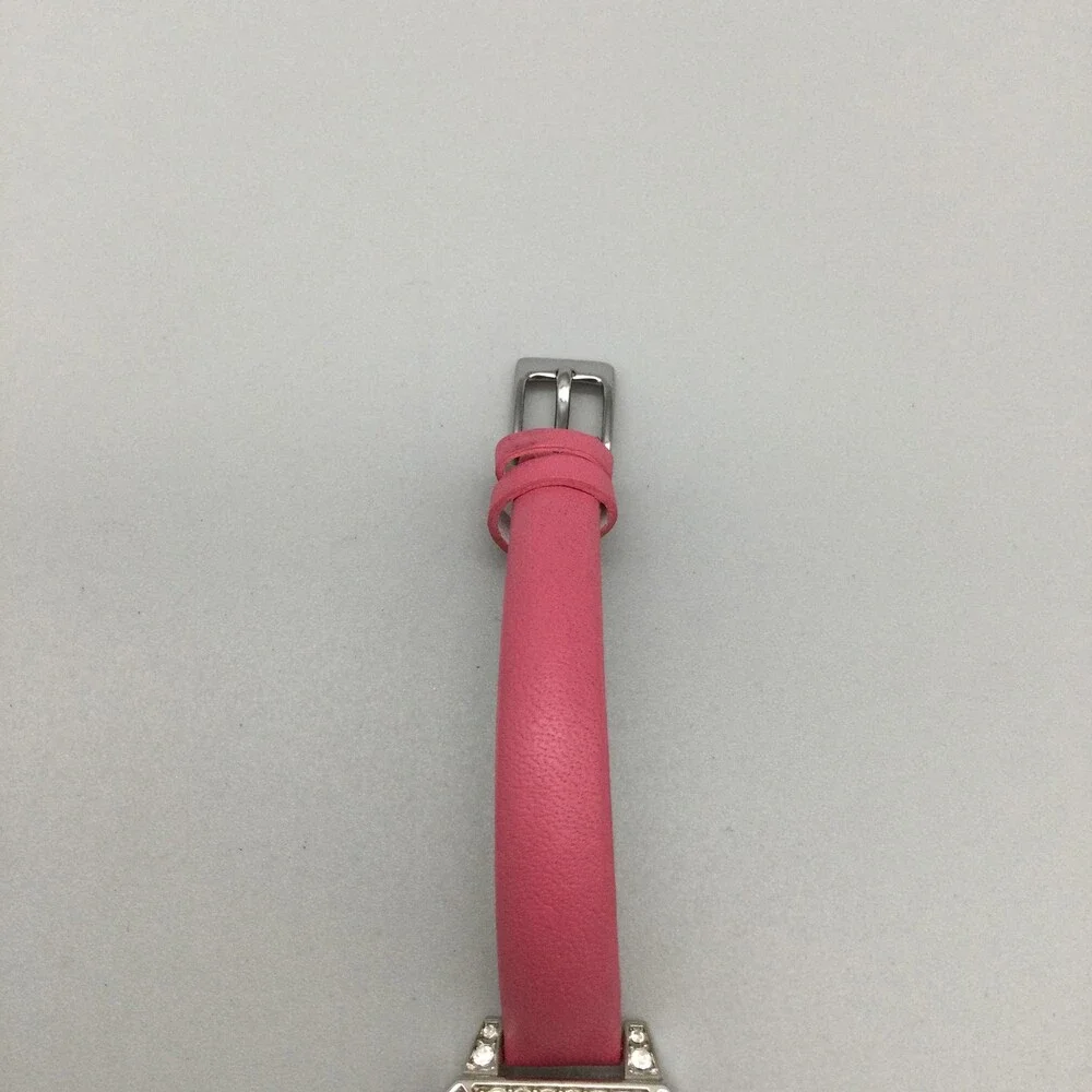 Isaac Mizrahi Live Womens Watch 21mm Silver Tone Pink Leather New Battery